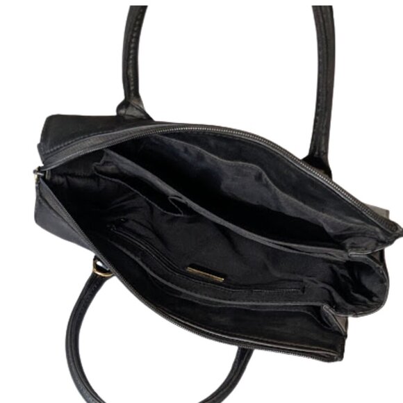 Giani Bernini Black Genuine Leather Satchel Tote Vintage-Era - Picture 7 of 12